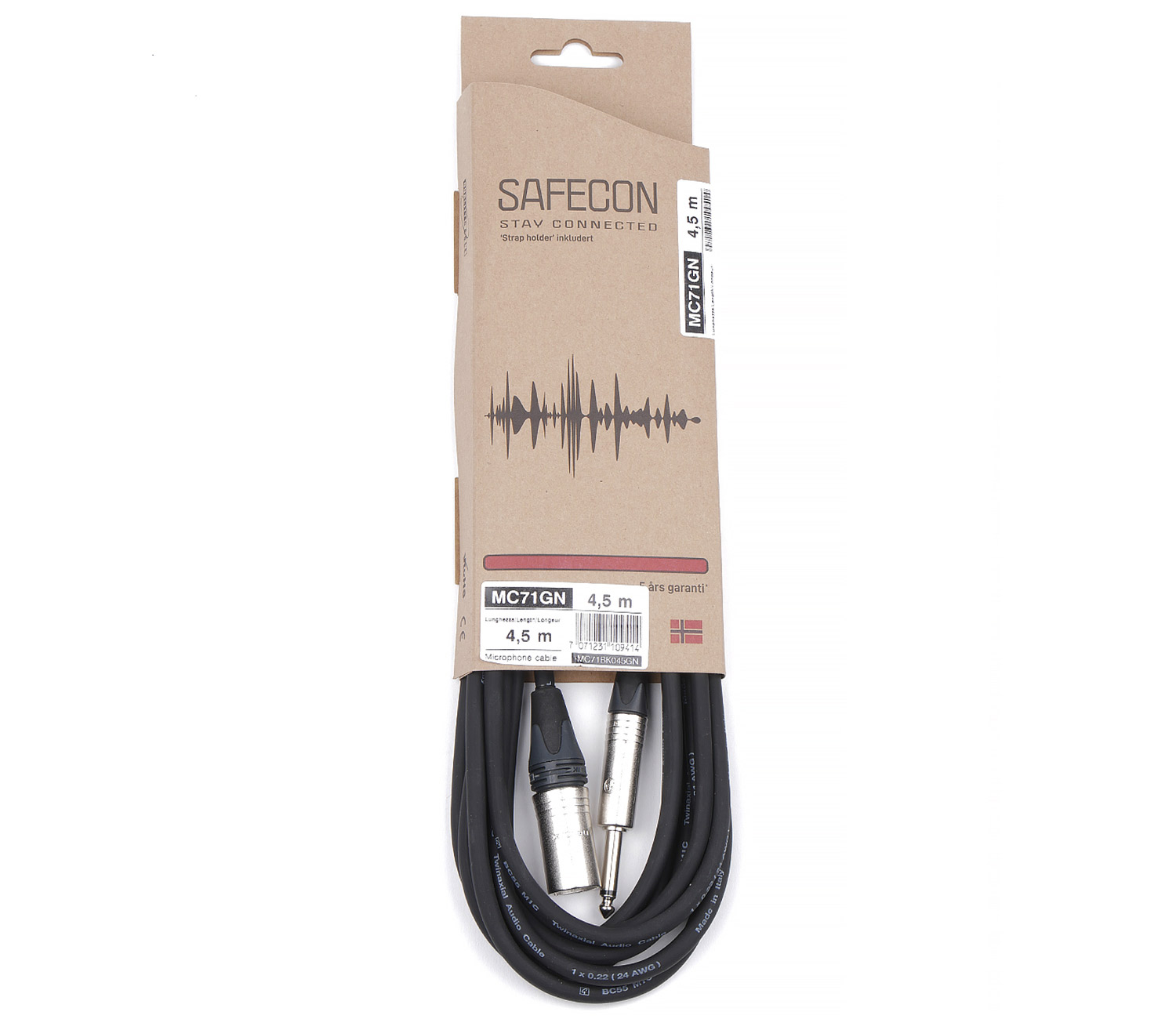 Safecon MC71GN 4,5 m mikrofonkabel